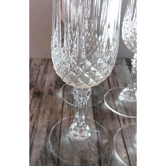 Vtg Set Of 4 Longchamp Cristal D'arques  Paris Crystal Champagne Flutes France - Picture 7 of 9